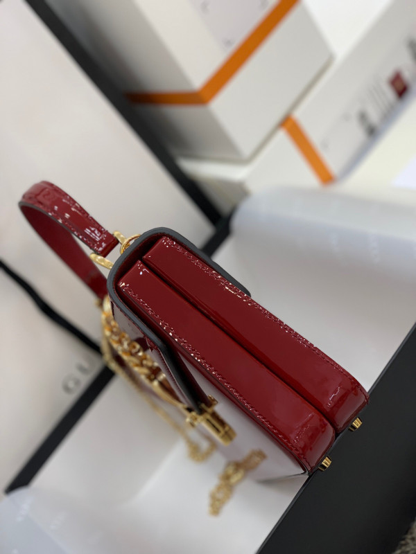 G*u*i sylvie 1969 patent leather mini top handle bag