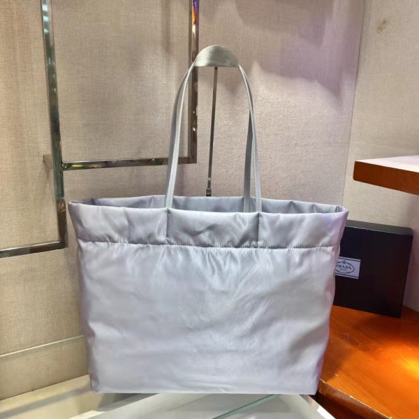Pra*a re-nylon and saffiano leather tote bag