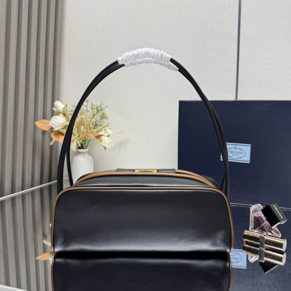 Pra*a swing smooth leather shoulder bag-28*11.5*10cm