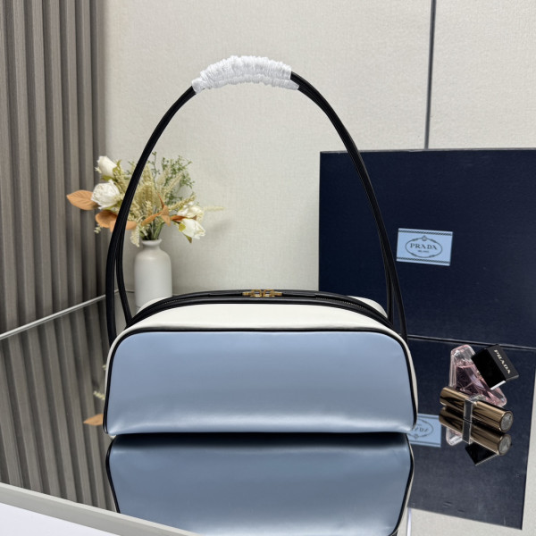 Pra*a swing smooth leather shoulder bag-28*11.5*10cm